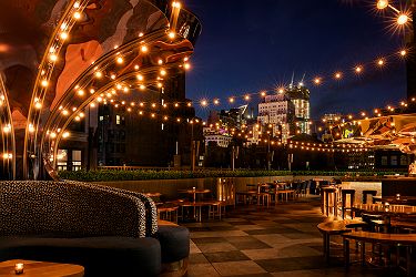Moxy NYC Times Square west patio carousel