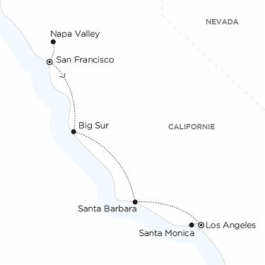 Carte USA Californie Good Vibrations Highway 1