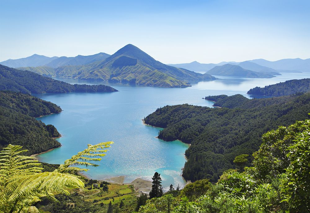 Nouvelle Zélande - Vue aérienne sur Marlborough sounds