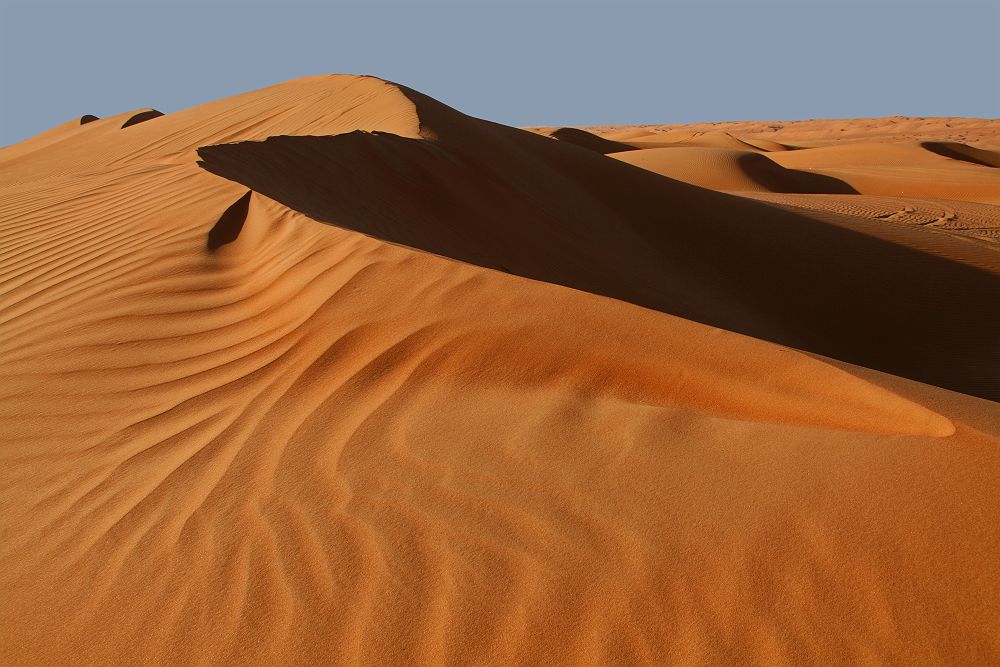 Les dunes de sable dans le désert de Wahiba Sands en Oman