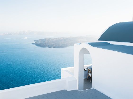 Grèce - Vue de la mer depuis une maison locale à Santorini