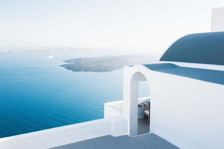 Grèce - Vue de la mer depuis une maison locale à Santorini