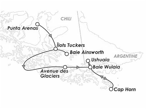 Carte Terre de Feu et Patagonie - Punta Arenas