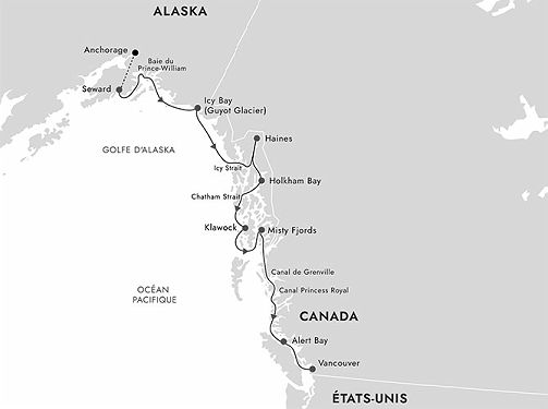 Carte Alaska et Colombie-Britannique Paradis Sauvages