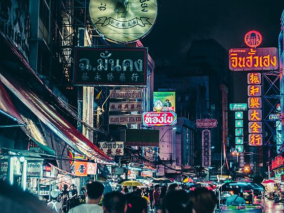 Foule dans le quartier de Chinatown, Bangkok - Thaïlande