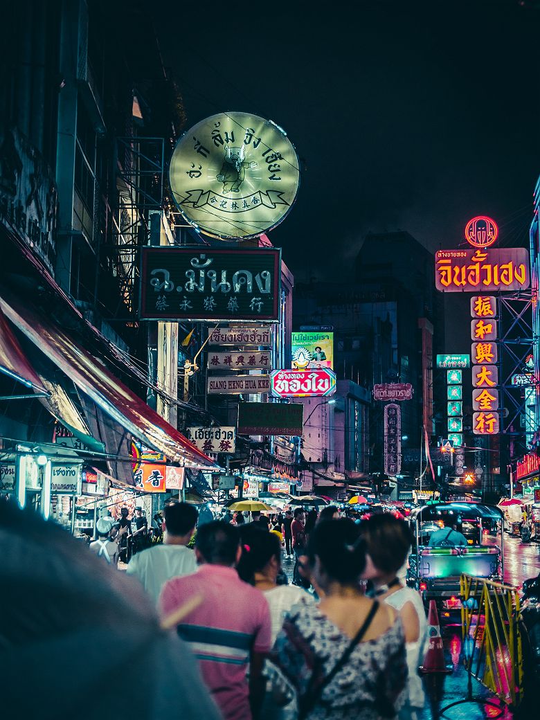 Foule dans le quartier de Chinatown, Bangkok - Thaïlande