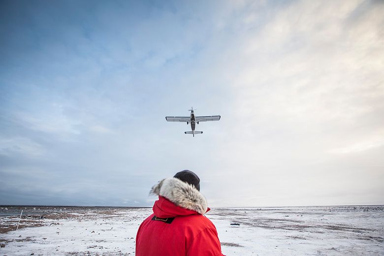 avion survol neige glace