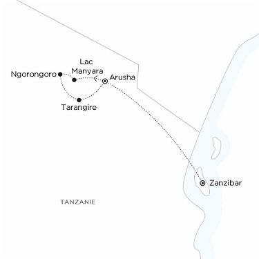 Carte Safari en Tanzanie et plage à Zanzibar en famille