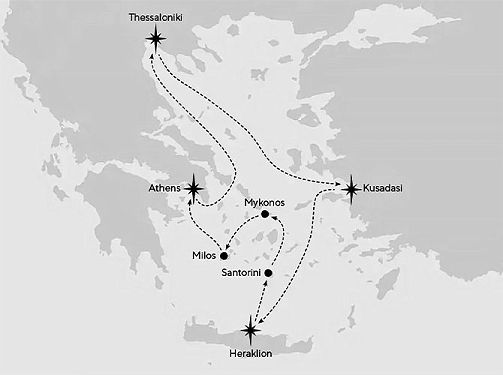 Carte Odyssée dans les Iles Grecques