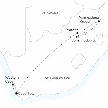Carte Du safari à la plage en train Rovos Rail