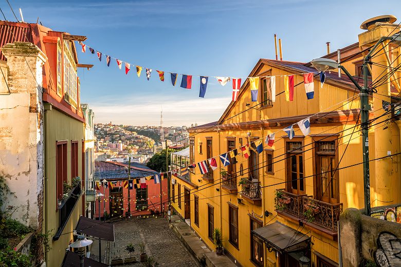 Chili - Façade des bâtiments colorés de Valparaiso
