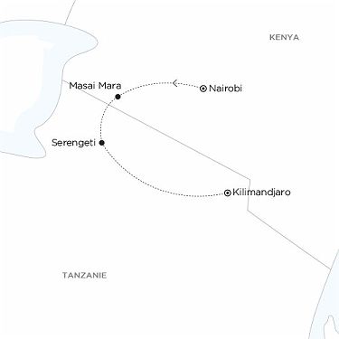 Carte Safari Tanzanie - Kenya : Souffle indomptable de la savane