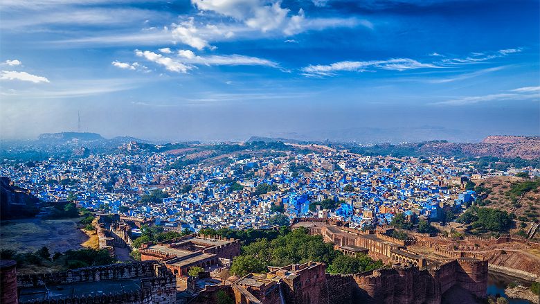 Inde - Vue sur la ville de Jodhpur et la forteresse Mehrangarh