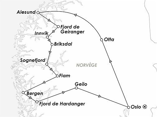 Carte - la route des Fjords