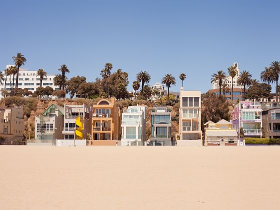 Maisons colorées de la plage de Santa Monica, USA