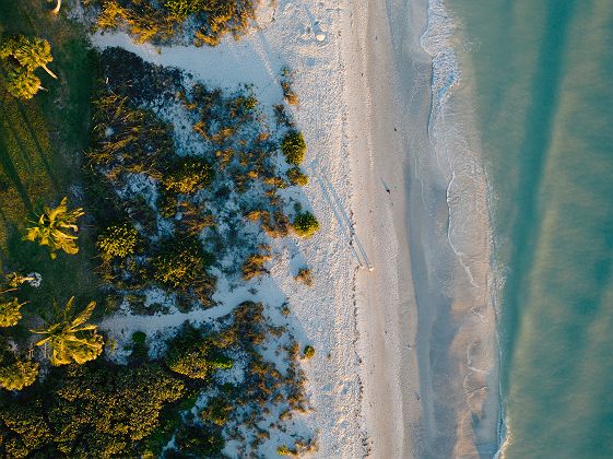 Vue aérienne de la plage, Sanibel Island