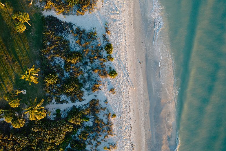 Vue aérienne de la plage, Sanibel Island