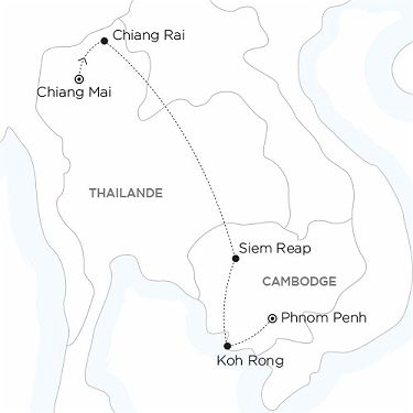 Carte Thaïlande Cambodge temples palaces