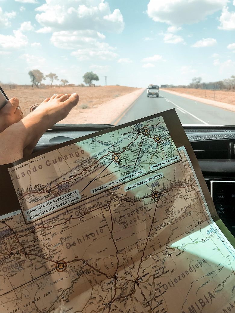 Carte road trip en Namibie