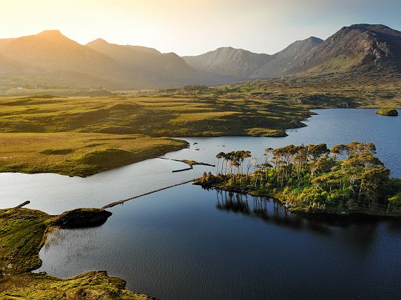 L'île aux douze pins dans les montagnes Twelve Bens, Derryclare Lough, près du Connemara - Irlande