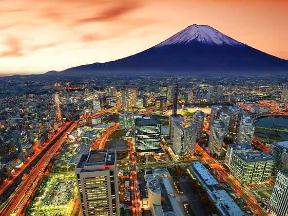 Vue de Yokohama et du Mont Fuji - Japon