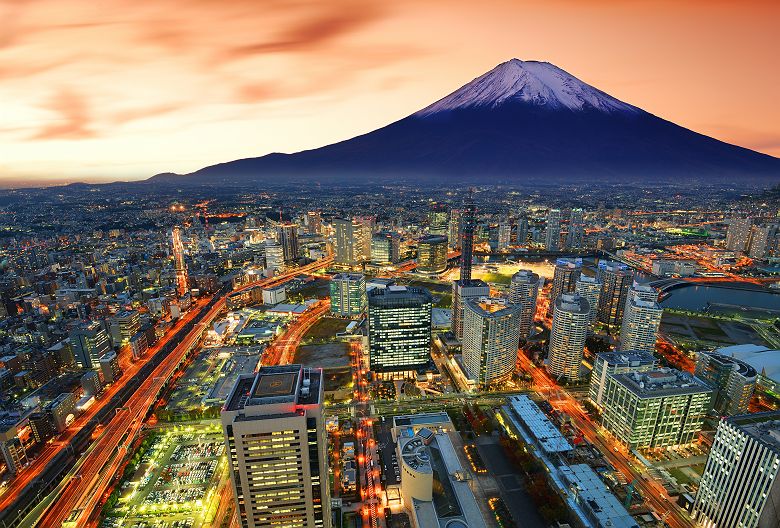 Vue de Yokohama et du Mont Fuji - Japon