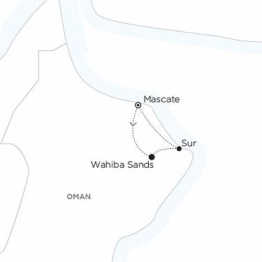 Carte oman mascate wahiba sands sur