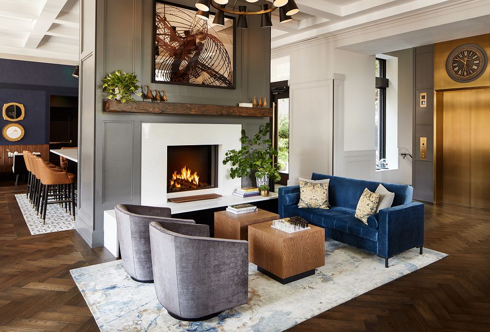 The Whitney hotel boston - lobby fireplace