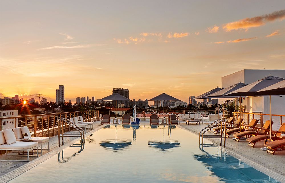 The Betsy Hotel  rooftop pool sunset