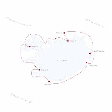 carte croisière Islande Terre de Feu et de Glace