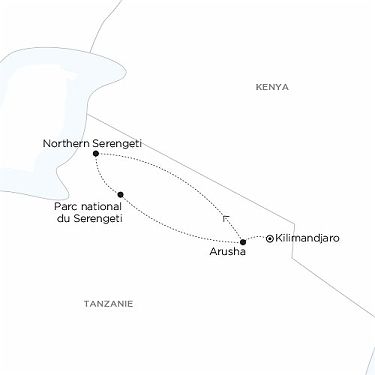 Carte Tanzanie - De neiges éternelles en plaines infinies, un voyage au sommet du luxe