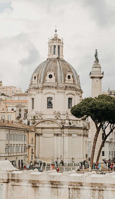 Paysages de Rome - Coupoles et Statue