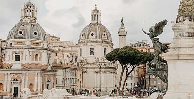 Paysages de Rome - Coupoles et Statue