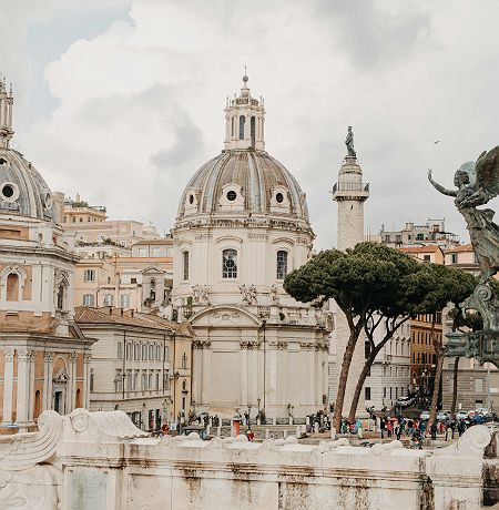 Paysages de Rome - Coupoles et Statue
