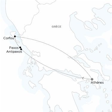Carte Grèce - Circuit à Corfou - Homère à Mamma Mia