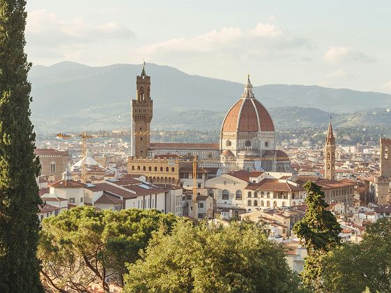 Vues de Florence avec le Duomo et végétation