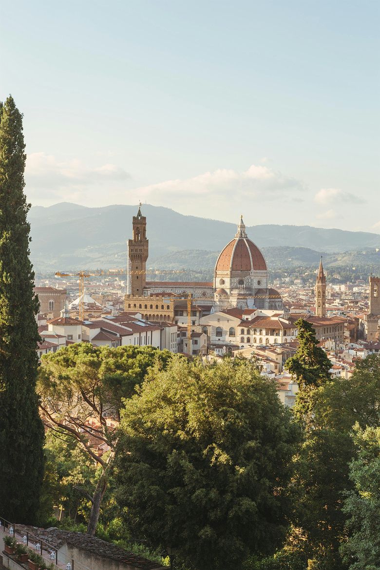 Vues de Florence avec le Duomo et végétation