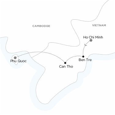 Carte Le Sud Vietnam, des lumières de Saigon aux lagons de Phu Quoc