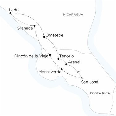 Carte Costa Rica Nicaragua - Là où la forêt enlace les volcans