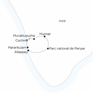 Carte INDE - Le Kerala en famille, nature et sourires du Sud