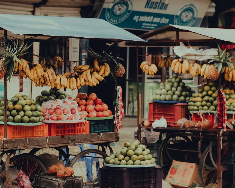 Stand de fruits et légumes dans le vieux Delhi