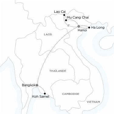 Carte Vietnam Thaïlande - Rizières d’exception et plages secrètes de Koh Samet