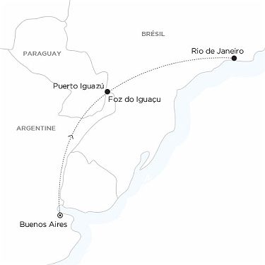 Carte combiné BRESIL - ARGENTINE- Route des merveilles Latino-Américaines