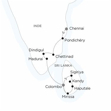Carte INDE - SRI LANKa - Héritage indien et douceur cinghalaise