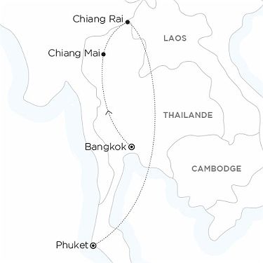 Carte THAILANDE Du Triangle d'Or aux plages du sud