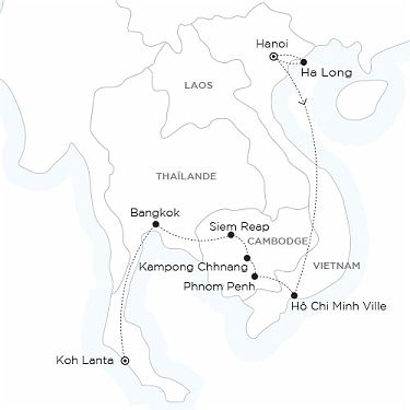 Carte VIETNAM CAMBODGE THAILANDE - Du Nord Vietnam aux rivages d’Andaman