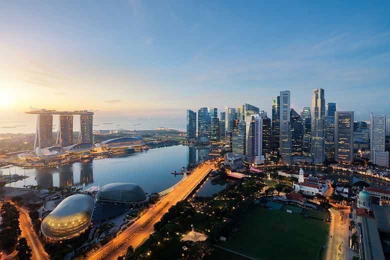 Asie - Vue de la ville de Singapour la nuit