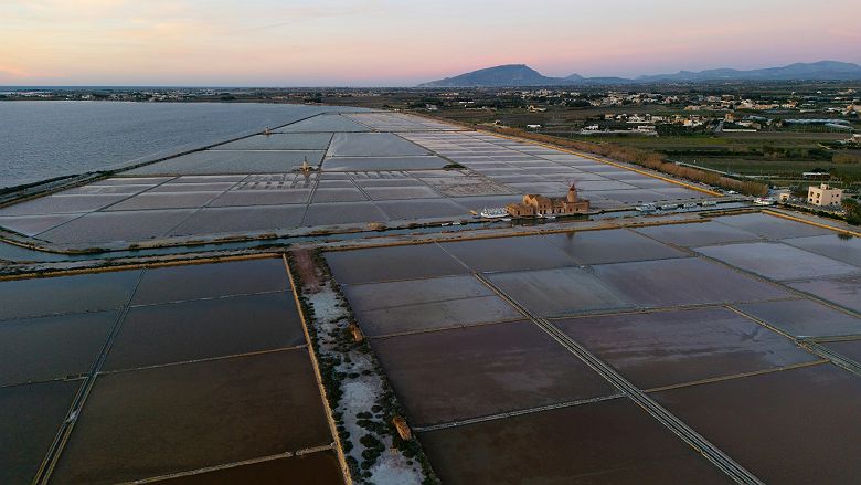 vue aerienne des salines de marsala