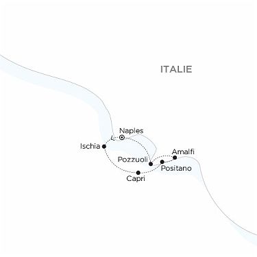 Carte ITALIE - La côte Amalfitaine exlcusive au fil de l'eau, de Capri à Ravello