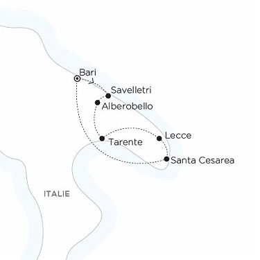 Carte ITALIE - Pouilles 1 semaine - circuit 7 jours